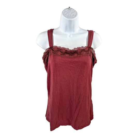 J.Jill Women’s Burgundy Lace Trim Stretch Cami Tank Top - M