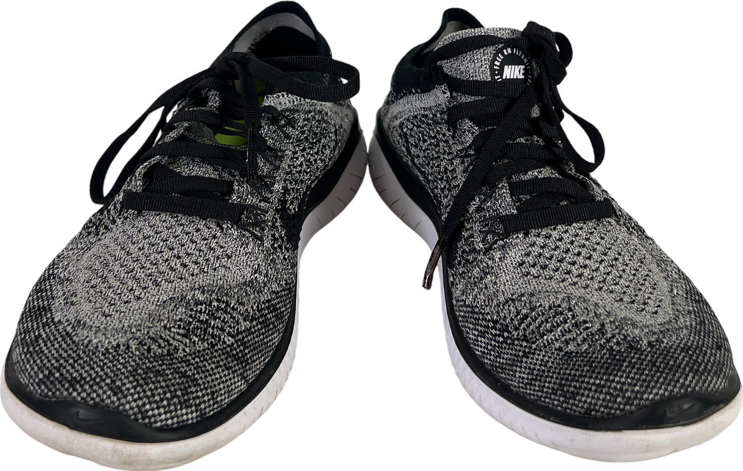 Nike Women’s BlackWhite Free Flyknit Lace Up Athletic Shoes - 7