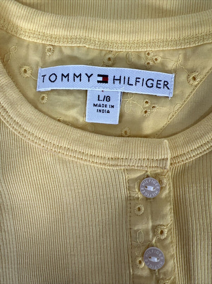 NEW Tommy Hilfiger Women's Yellow Sleeveless Henley Top - L