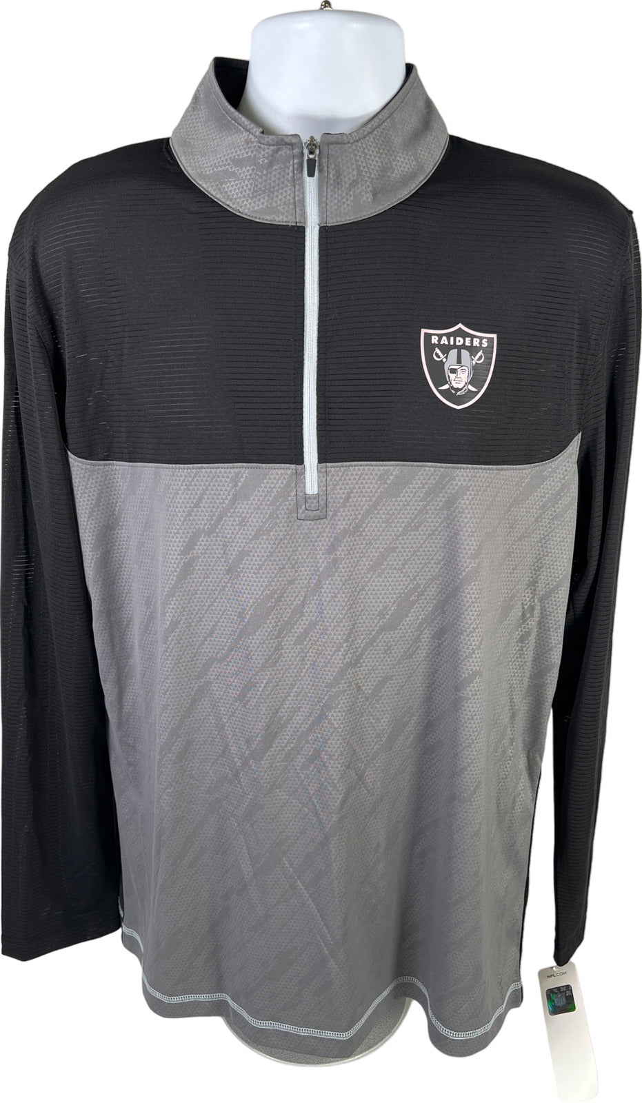 NEW NFL Men’s Black Vegas Raiders Football TX3 Cool 1/2 Zip Athletic Shirt - L