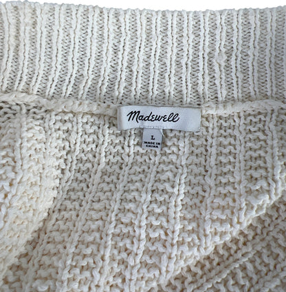 Madewell Women’s Ivory Chunky Knit Oversized Cardigan Sweater - L