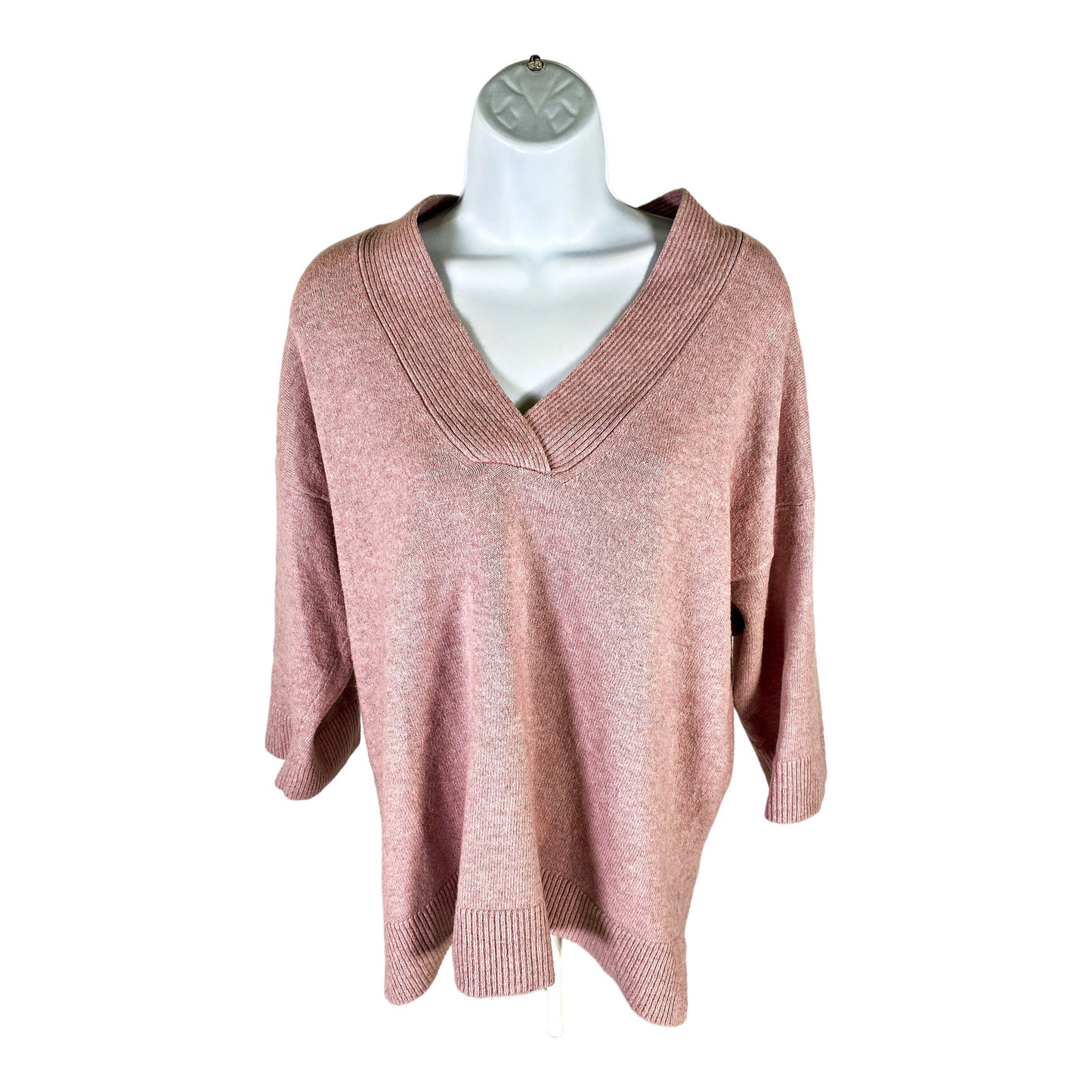 J. Jill Women’s Light Pink 1/2 Sleeve V-Neck Knit Sweater - S