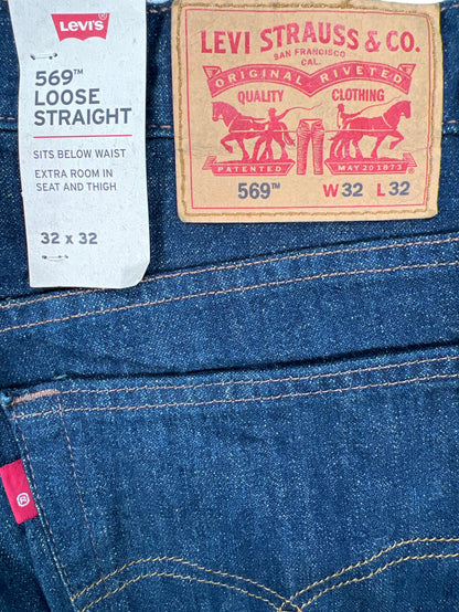 NEW Levi’s Men’s Dark Wash 569 Loose Straight Denim Jeans - 32x32