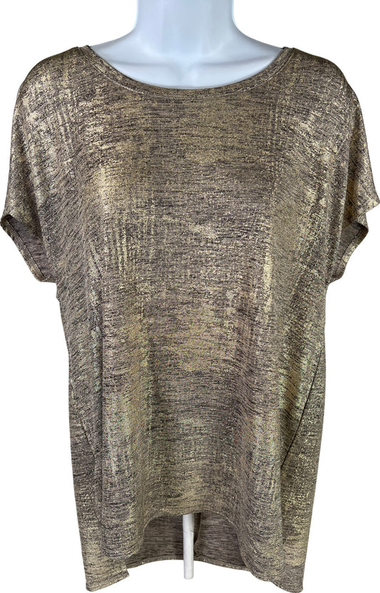 NEW Peck & Peck Women’s Gold Metallic Cap Sleeve New Years Shirt - XL