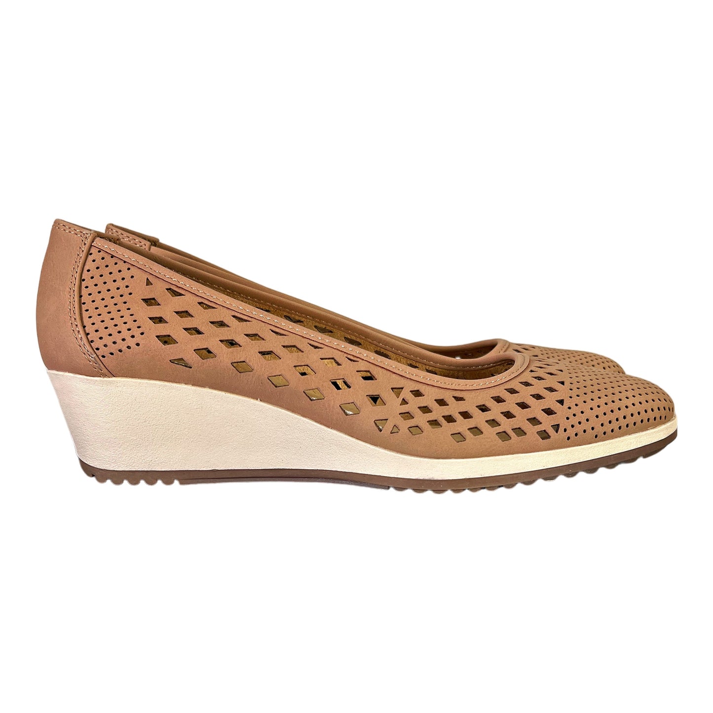 NEW Naturalizer Women’s Brown/Gingersnap Perforated Brian Wedge Heels - 8.5 Wide