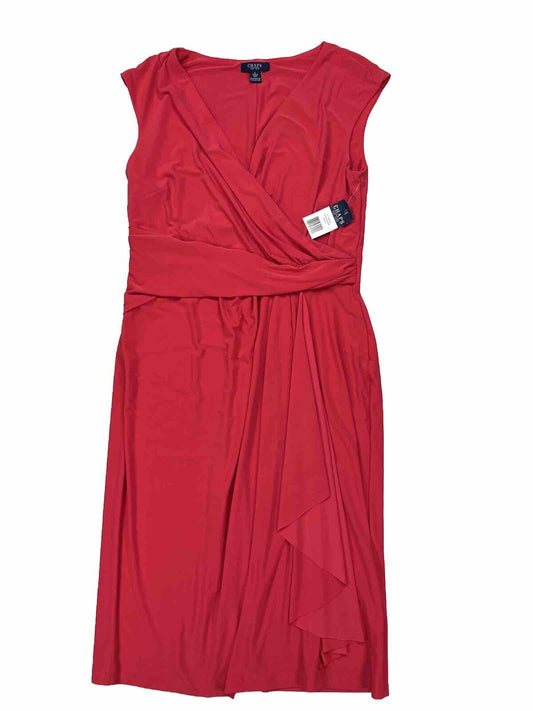 NEW Chaps Women's Pink Sleeveless Faux Wrap Style Dress - L