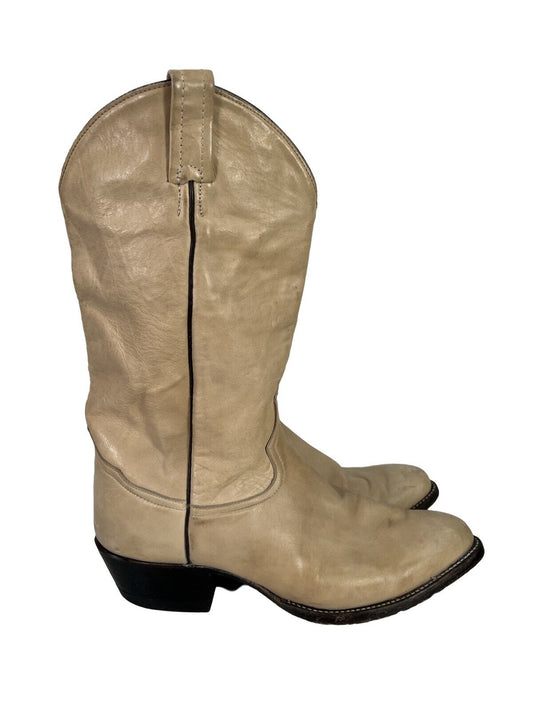 Tony Lama Men's Tan/Beige Leather Pull On Cowboy Boots - 10.5