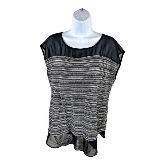 Ann Taylor Women’s Black/Gray Knit Tank Top - L