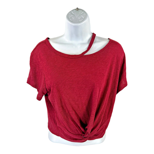 NEW Express One Eleven Women’s Red/Burgundy Twist Front Short Sleeve T-Shirt - M