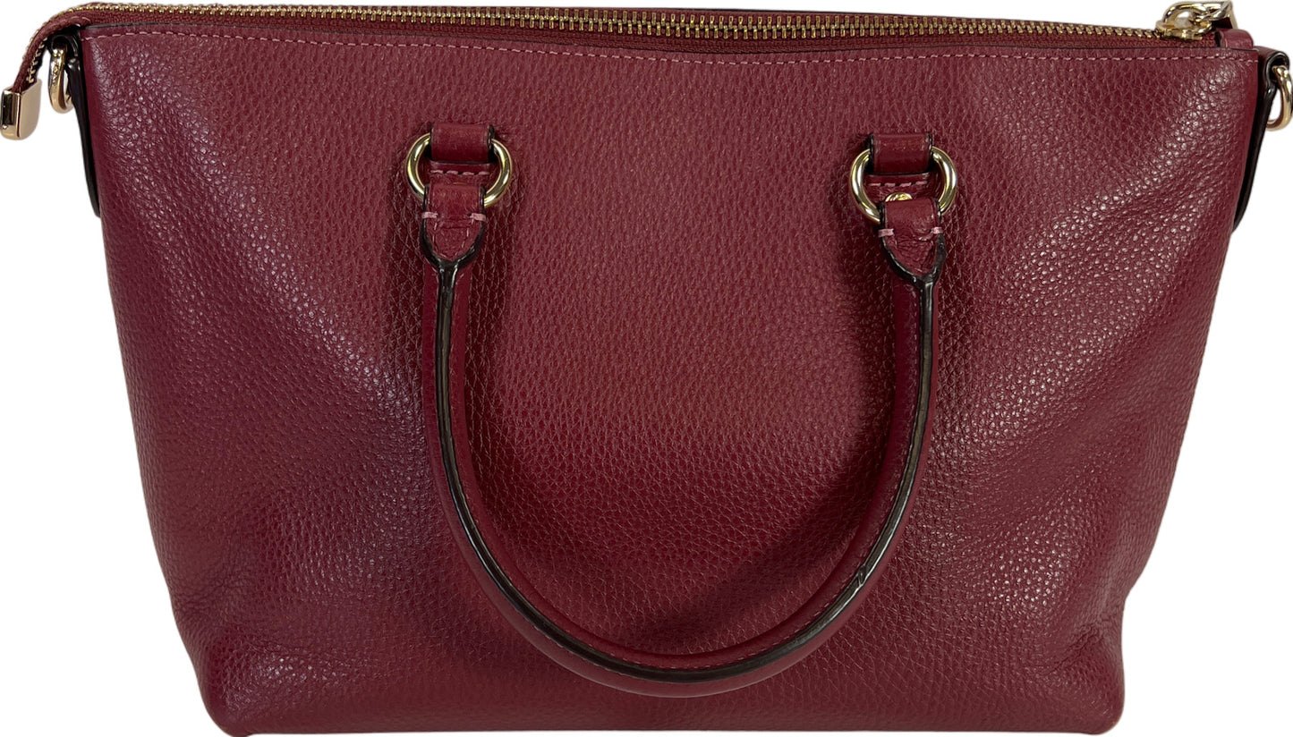 Coach Women’s Burgundy/Red Mini Emma Pebbled Leather Handbag Purse