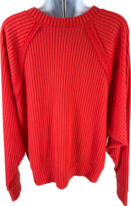 NEW Peyton Jensen Women’s Red Drew Rib Pullover Sweater - L