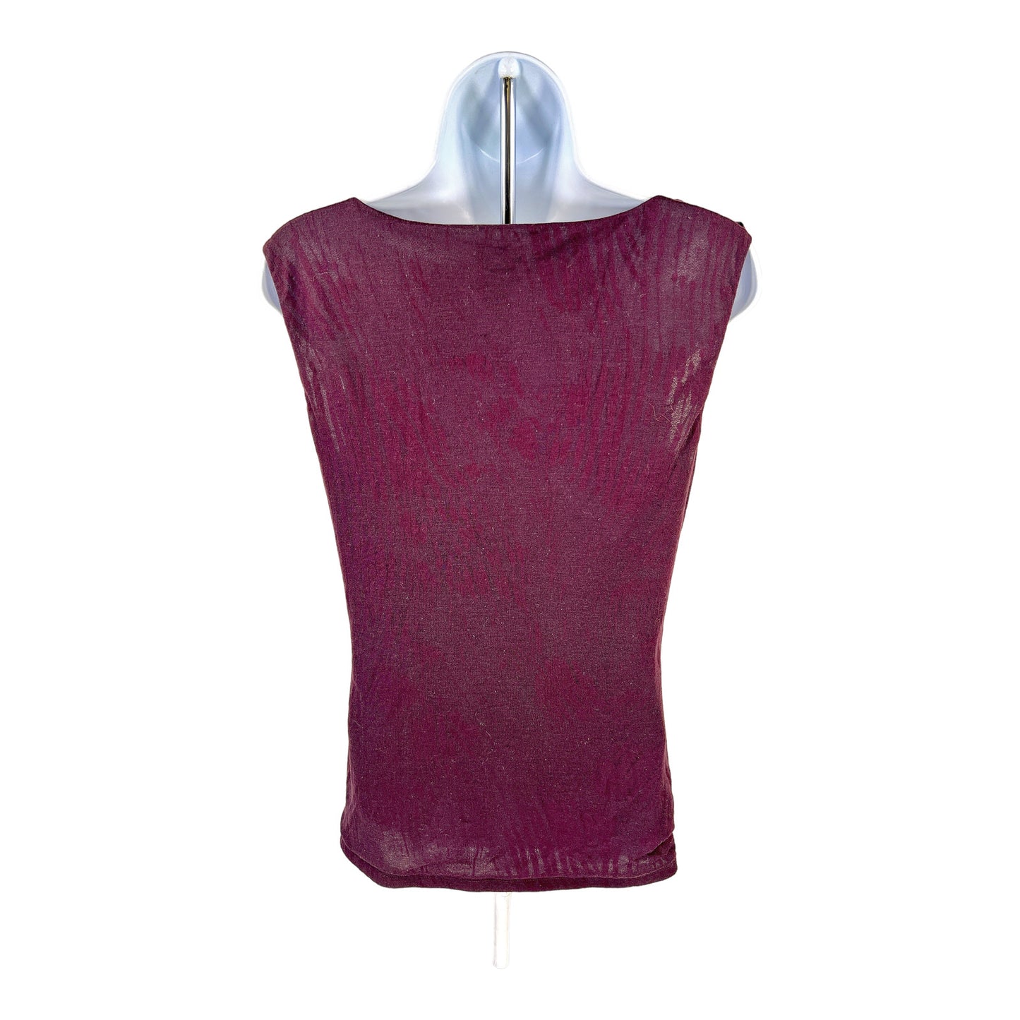 Ann Taylor Women’s Dark Purple Sleeveless Ruched Front Tank Top - L