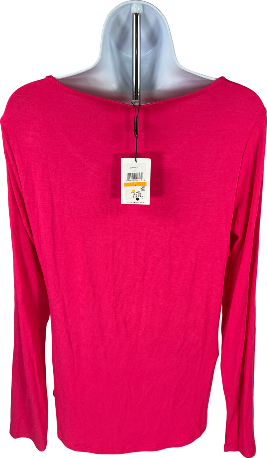 NEW Calvin Klein Women’s Pink Long Sleeve Scoop Neck T-Shirt - S