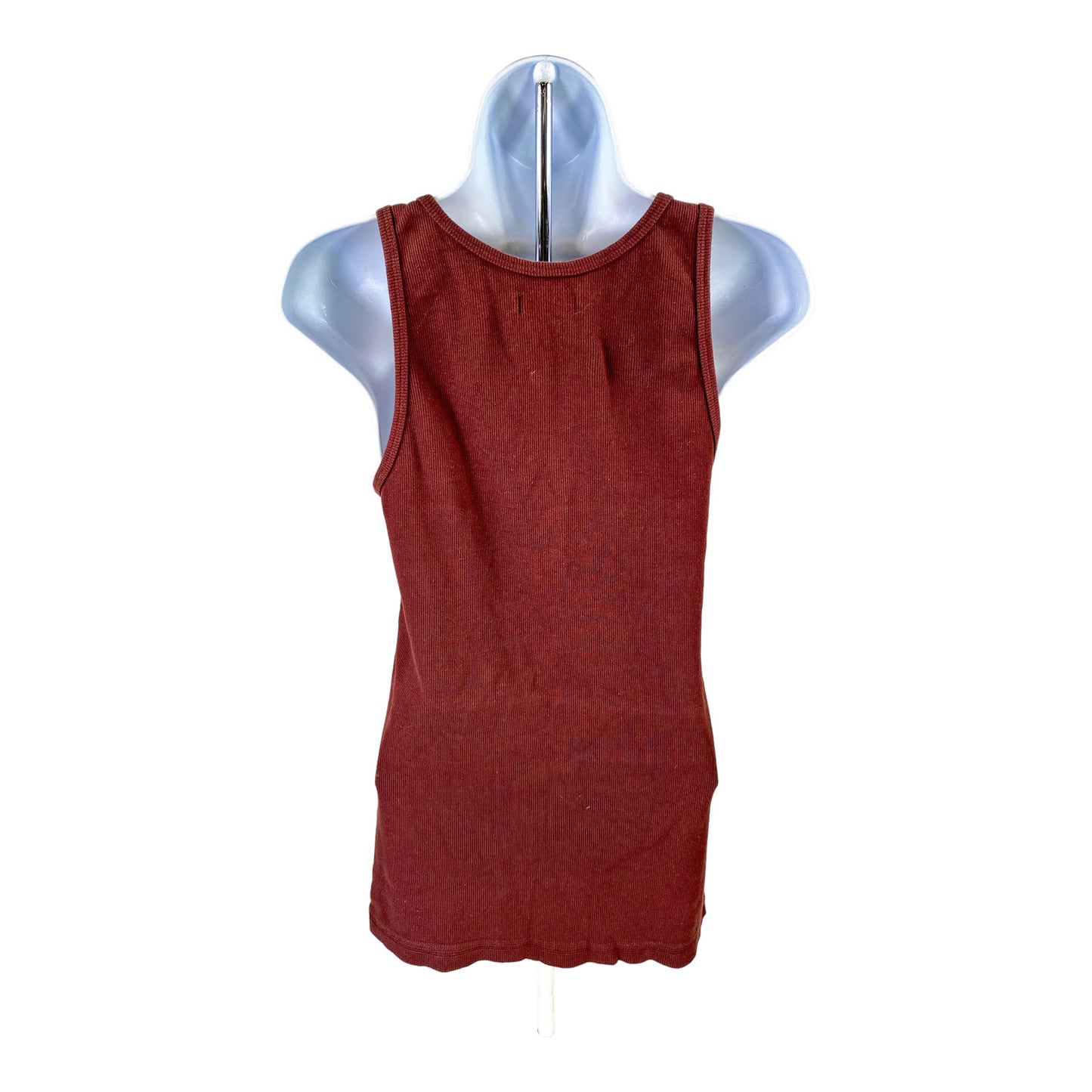 American Giant Women’s Brown/Red Ribbed Short Sleeve Tank Top - L