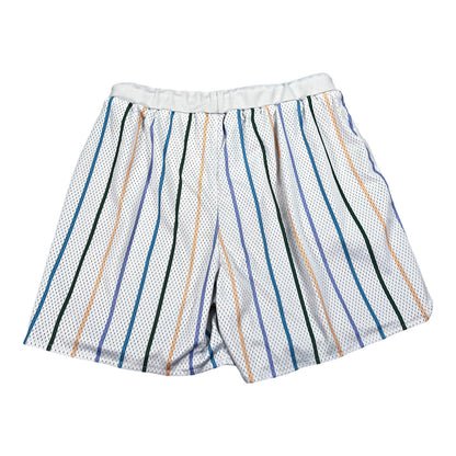 Kinetic Kings Men’s White Striped Mesh Fundamental Shorts - L