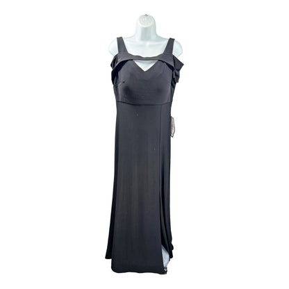 NEW Nightway Women’s Black Cold Shoulder Keyhole Side Slit Gown Dress - 12