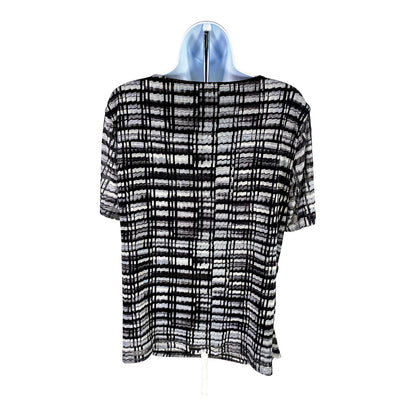 Calvin Klein Women’s Black/White Short Sleeve Blouse - XL