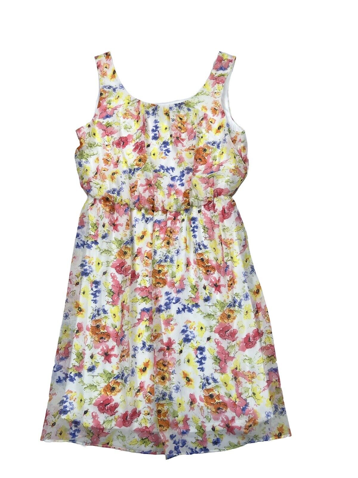 AGB Women's Multi-Color Floral Sheer Lined Sundress - 12