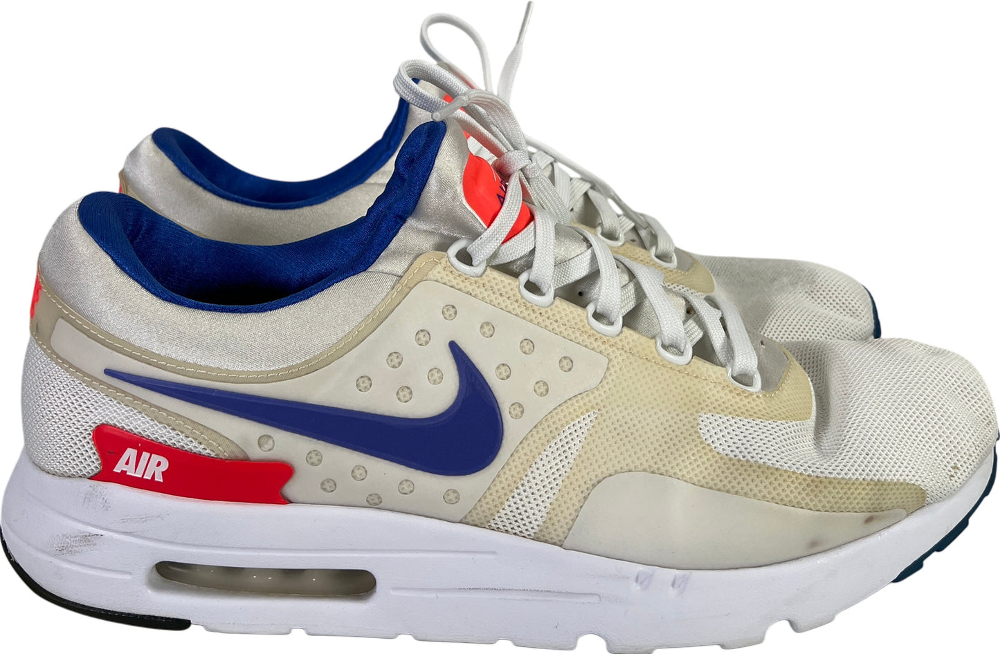 Nike Men’s White Air Max Zero Ultramarine Lace Up Athletic Sneakers - 15