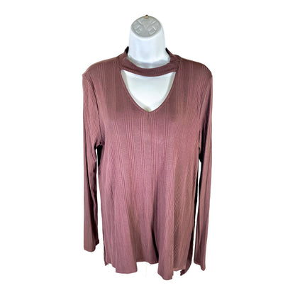 NEW Papermoon Women’s Purple Kirstie Ribbed Mock Neck Knit Top - L