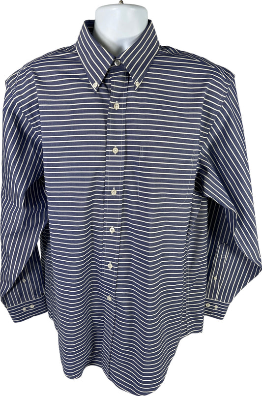 Brooks Brothers Men’s Blue Striped Button Down Dress Shirt - L