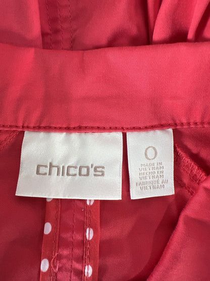 Chico’s Women’s Pink/Red Long Sleeve Snap Button Casual Jacket - 0/US S