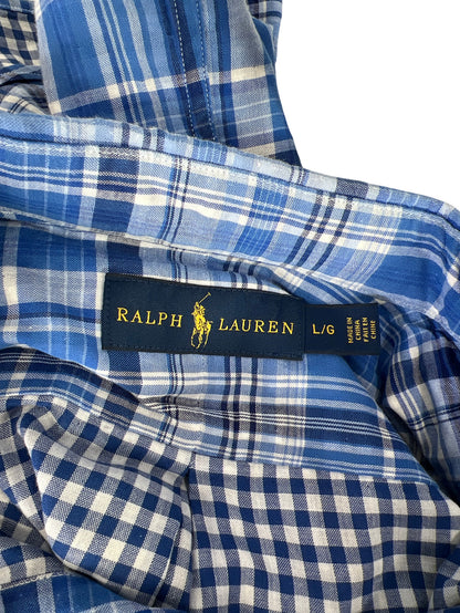 Ralph Lauren Men’s Blue Plaid Long Sleeve Button Down Casual Shirt - L