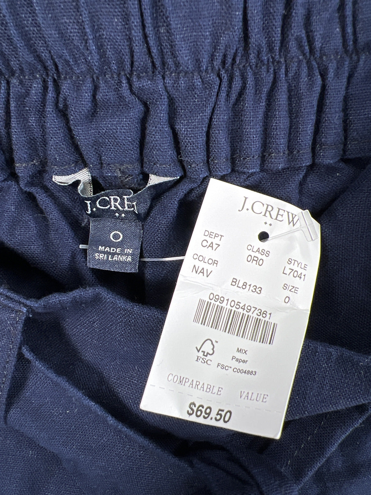 NEW J. Crew Women’s Navy Blue Linen Blend Loose Fit Pants - 0