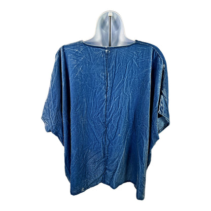 Pure J.Jill Women’s Blue Velour Oversized V-Neck Shirt - XS