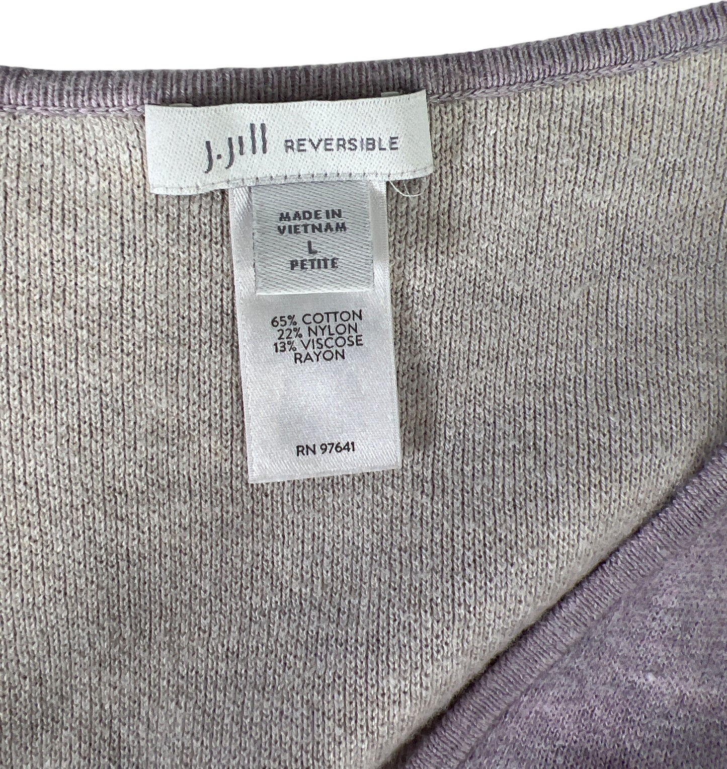 J. Jill Women’s Purple V-Neck Knit Reversible Sweater - Petite L