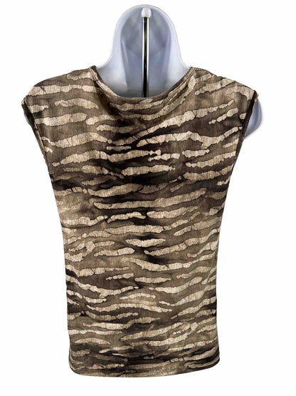 Michael Kors Women's Brown Sleeveless Drape Neck Top - XS