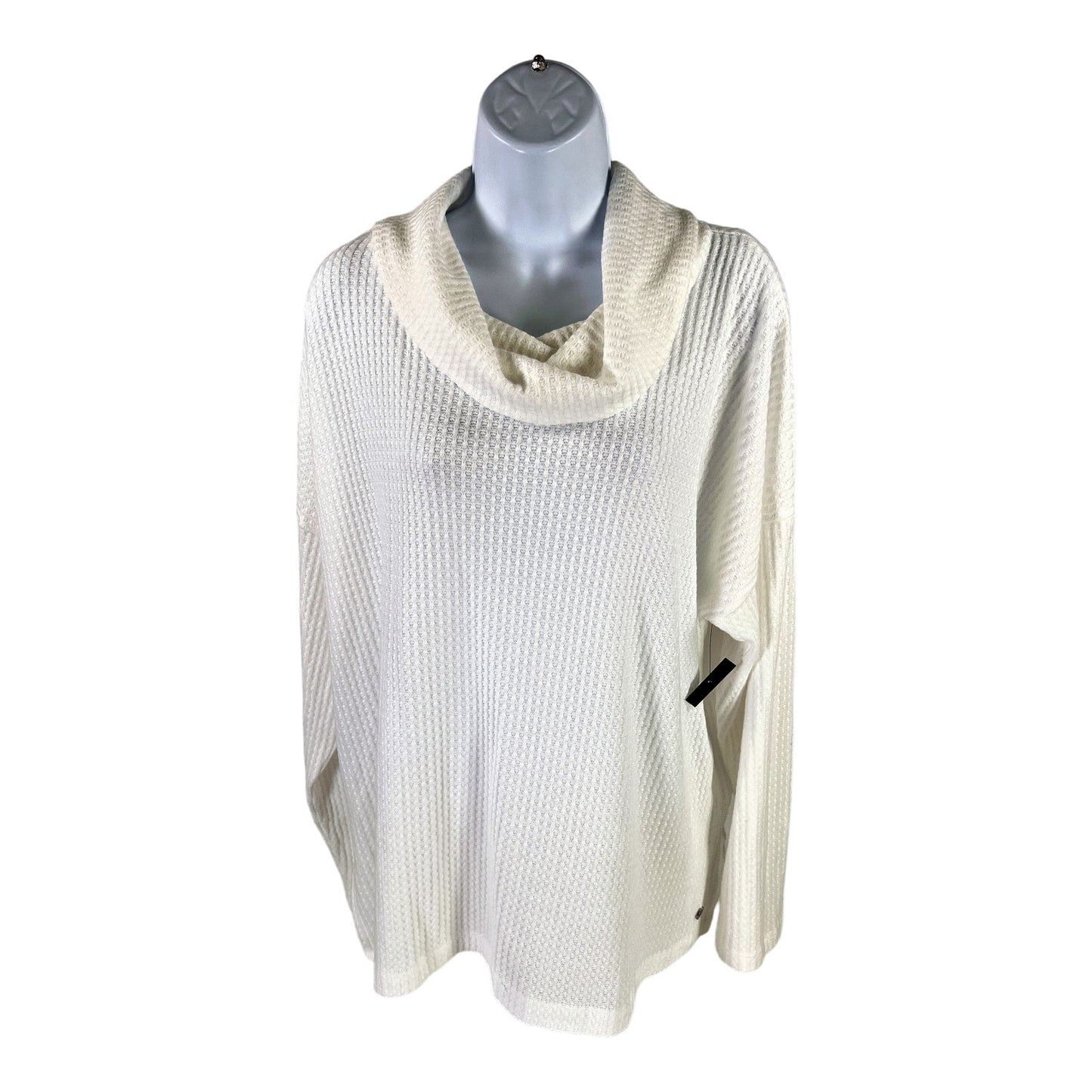 NEW Andrew Marc Sport Women’s White Waffle Knit Cowl Neck Sweater - Plus 1X