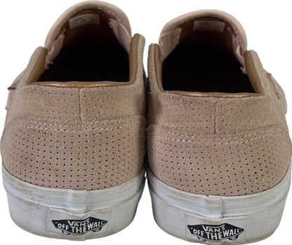 Vans Women’s Light Pink/Beige Suede Perforated Asher Slip On Loafers - 10