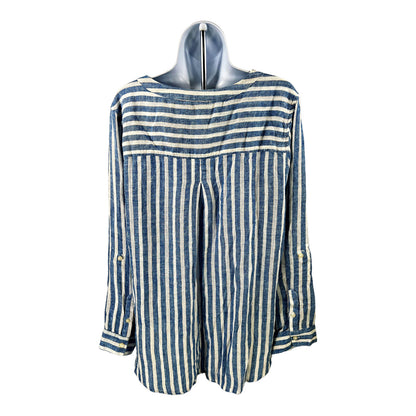 Lucky Brand Women’s Blue/White Linen Pullover Shirt - 1X