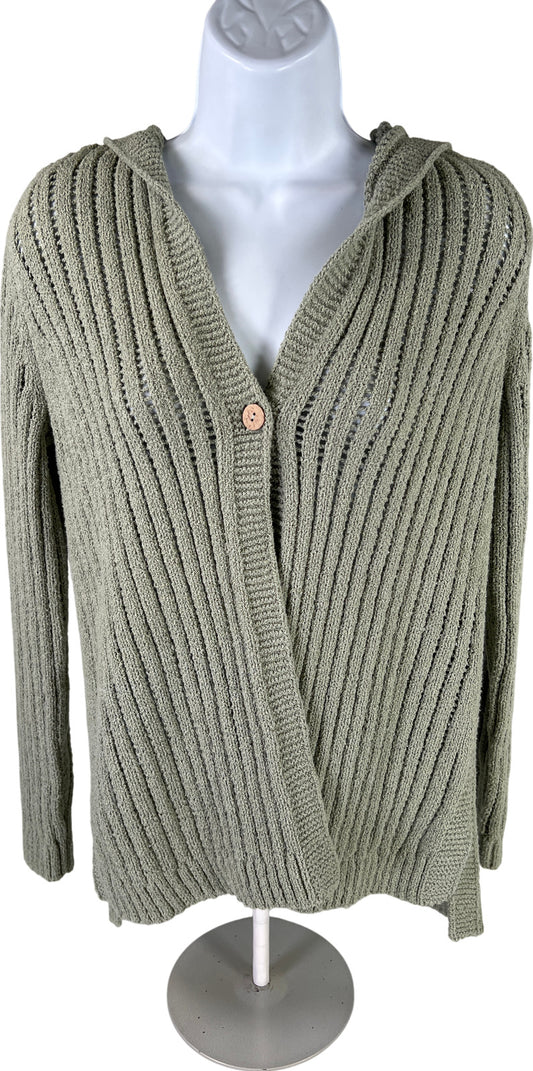 NEW J. Jill Women’s Green Seasgrass Open Knit Hooded Sweater - S