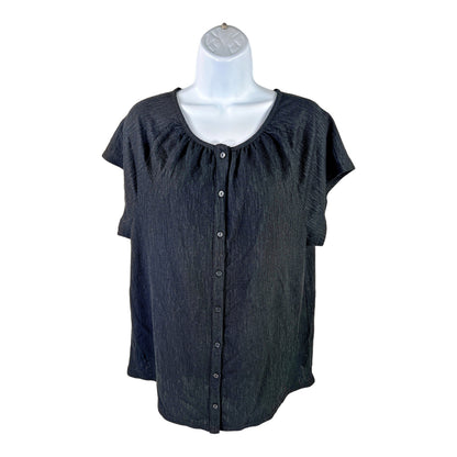 Banana Republic Women’s Black Short Sleeve Button Up Shirt - L