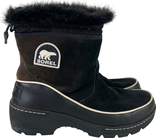 Sorel Women’s Black Suede Faux Fur Lined Winter Snow Boots - 9