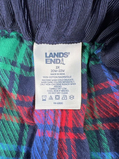 NEW Lands End Women’s Blue/Red Plaid Flannel Pajama Pants - Plus 2X