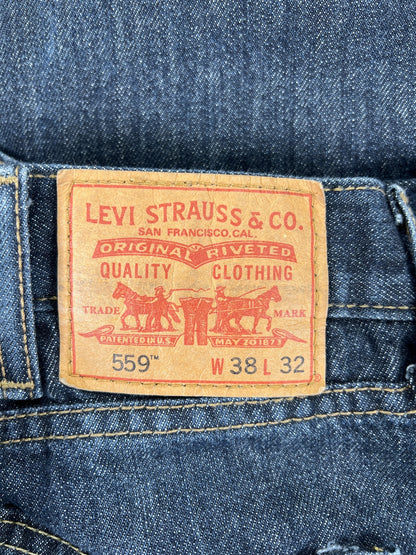 Levis Men’s Dark Wash 559 Straight Leg Denim Jeans - 38x32