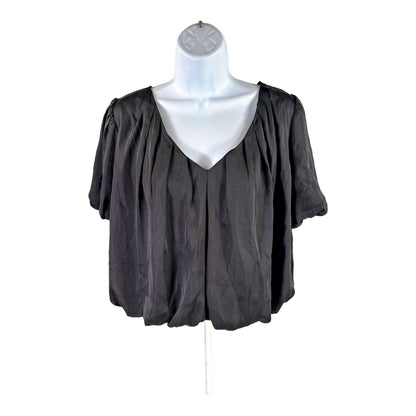 NEW ASTR The Label Women’s Black V-Neck Pleated Top Blouse - M