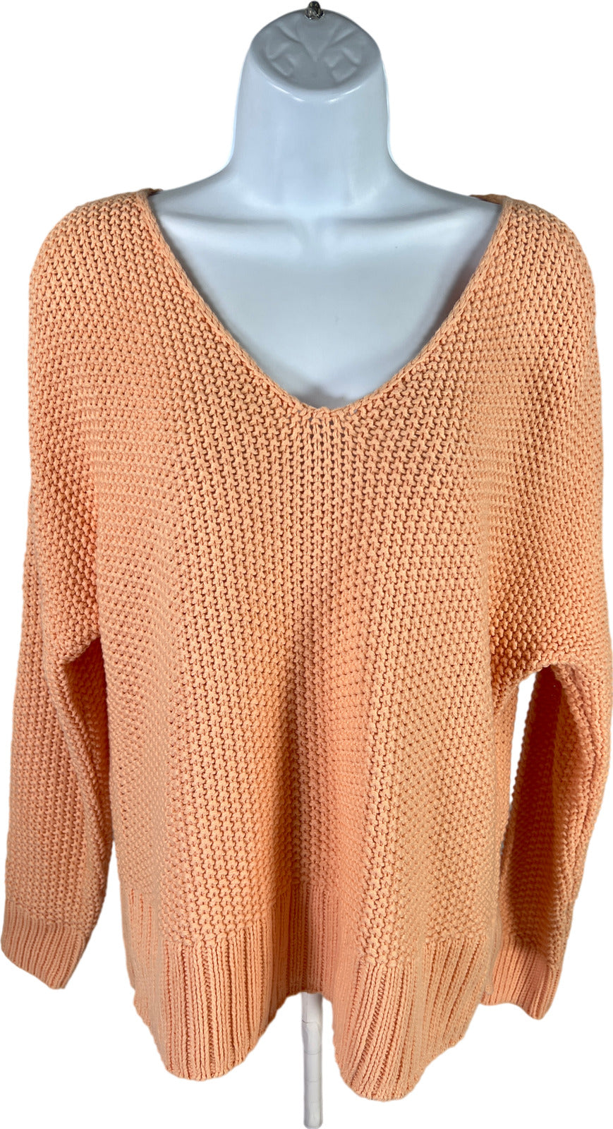 Lucky Brand Women’s Orange Medium Knit V-Neck Sweater - S