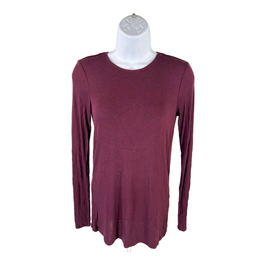 White House Black Market Women’s Burgundy Red Long Sleeve T-Shirt - S