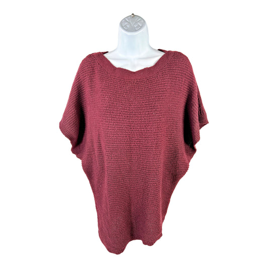 White House Black Market Women’s Burgundy Metallic Asymmetrical Sweater - M