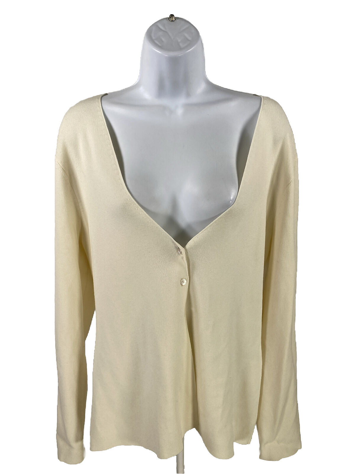 Coldwater Creek Women's Ivory Long Sleeve Cardigan Sweater - M