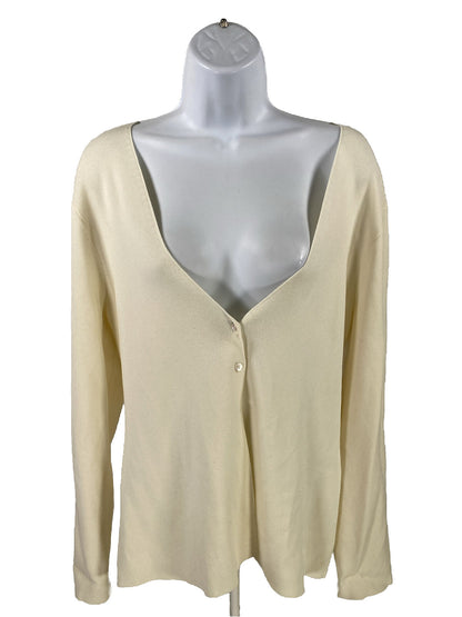 Coldwater Creek Women's Ivory Long Sleeve Cardigan Sweater - M