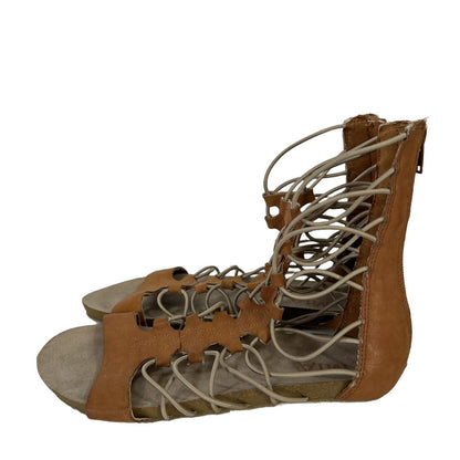 Mia Women's Brown Leather Gladiator Sandals - 6