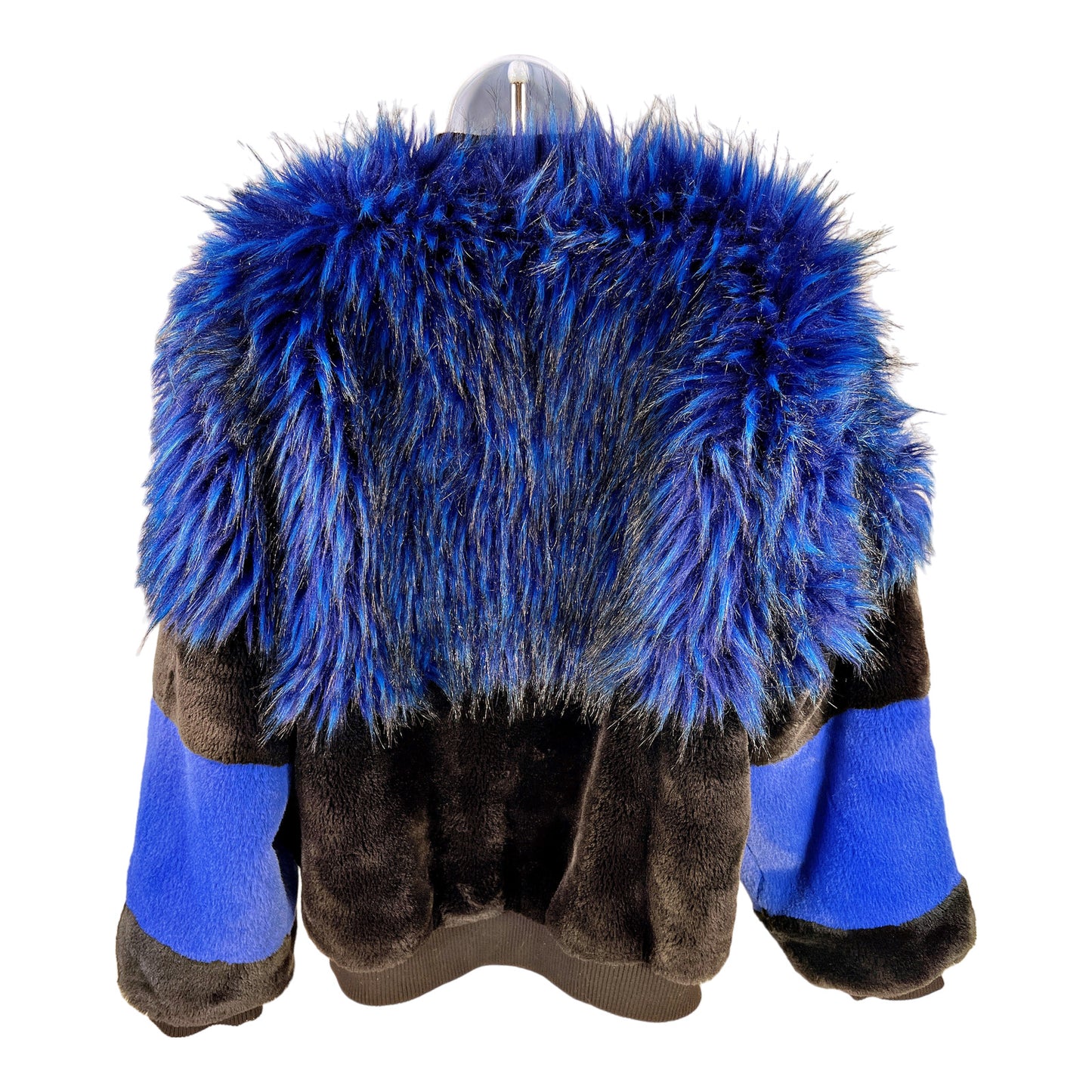 Shack Blue Women’s Blue/Black Faux Fur Long Sleeve Full Zip Jacket - L