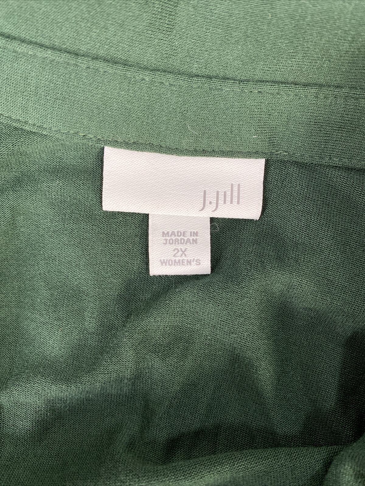 J. Jill Women's Green Button Up Long Tunic Top - Plus 2X