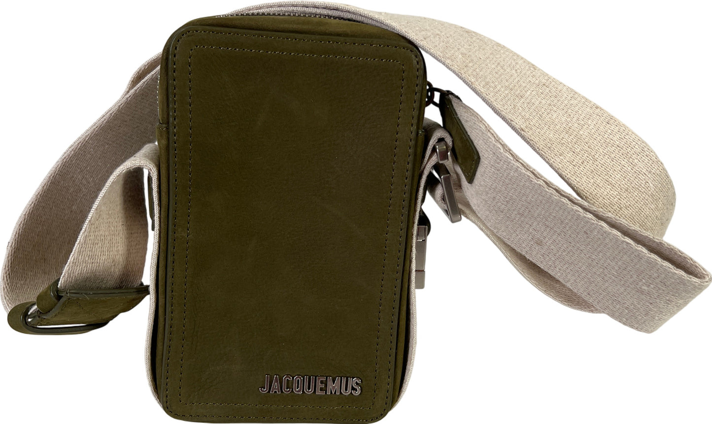 Jacquemus Green Suede Le Cuerda Vertical Crossbody Shoulder Bag