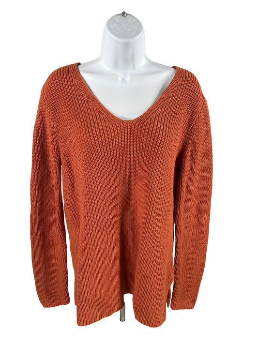 NEW J.Crew Mercantile Women's Orange V-Neck Pullover Sweater - S